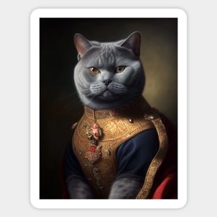 Royal Portrait of a British Shorthair Cat Sticker